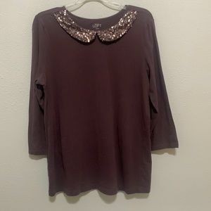 LOFT top. Embellished collar. Size Large. Great pre-owned condition.